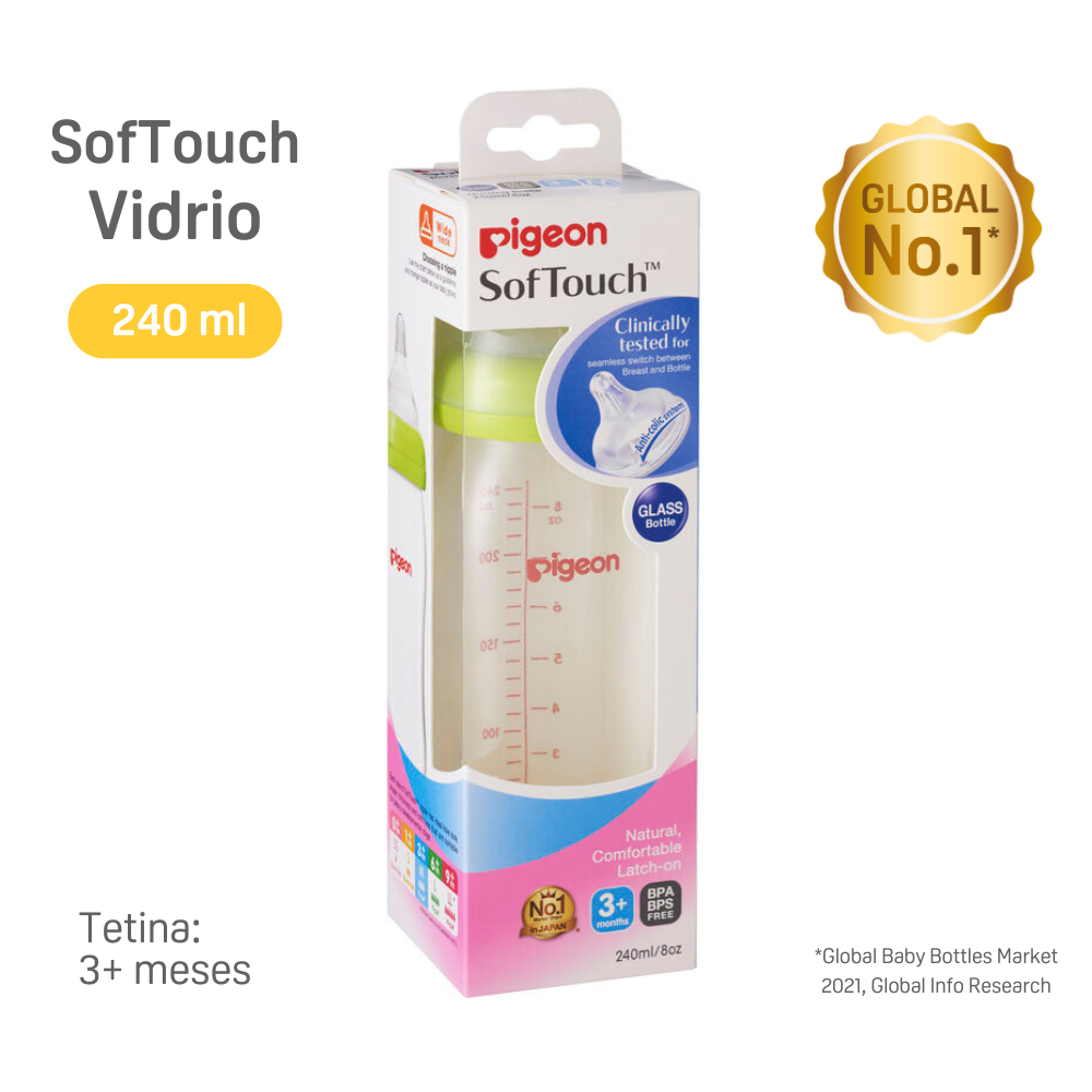 Mamadera Anti-cólicos Softouch Vidrio 240 ml