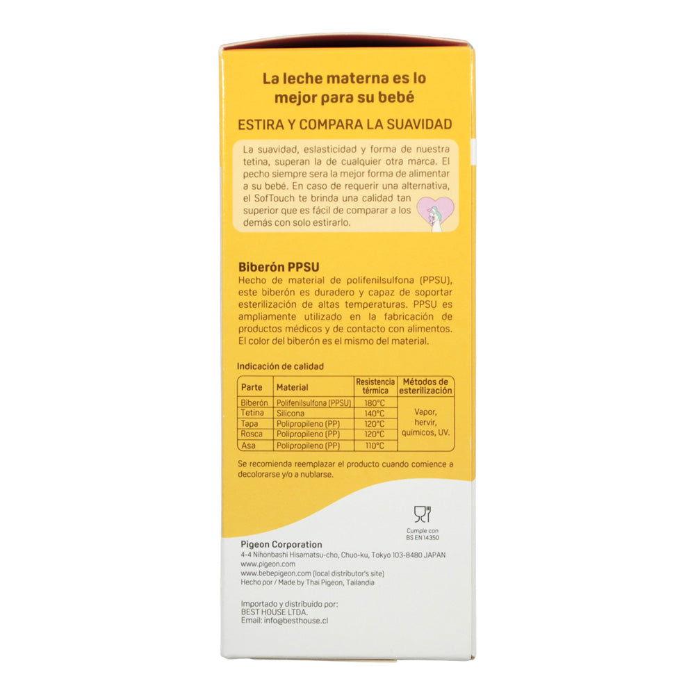 Biberon Softouch Pigeon Apple 1 con Asa 240 ML