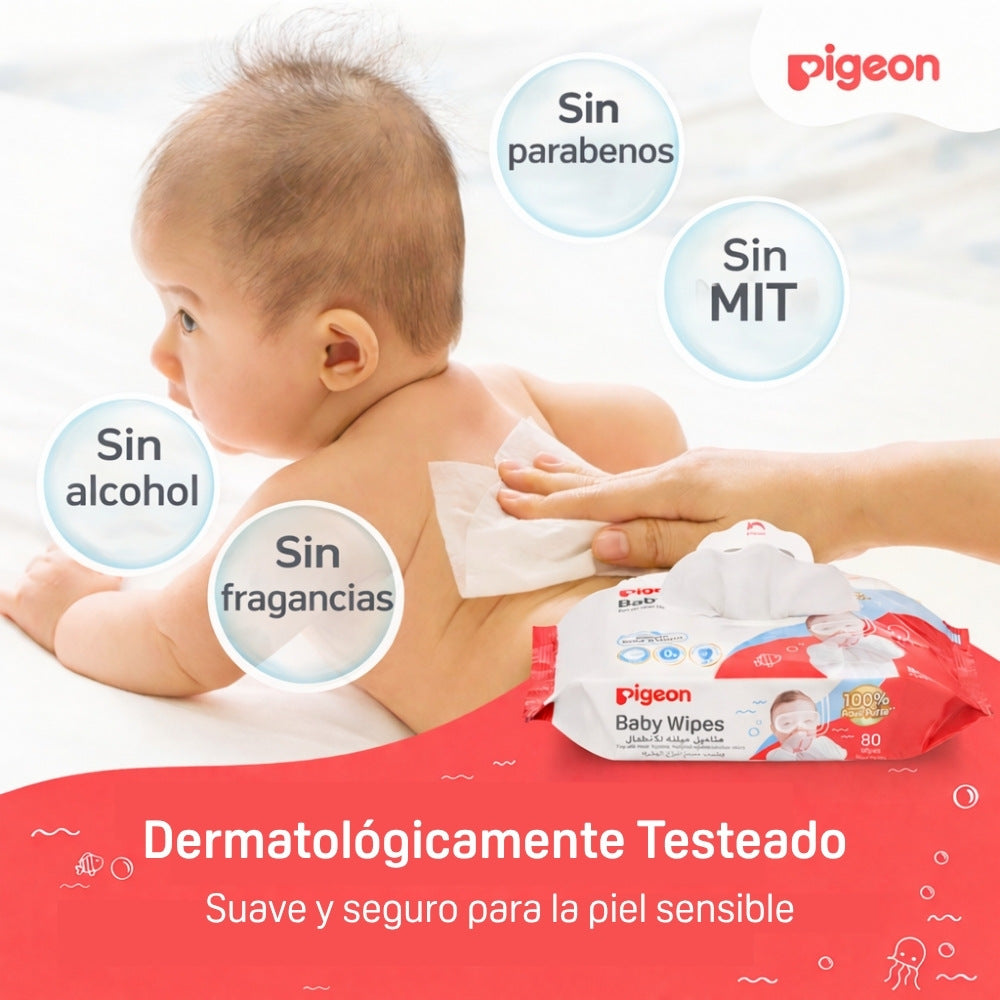 Toallitas húmedas Pigeon Pure Water 80 un (Pack x 3)