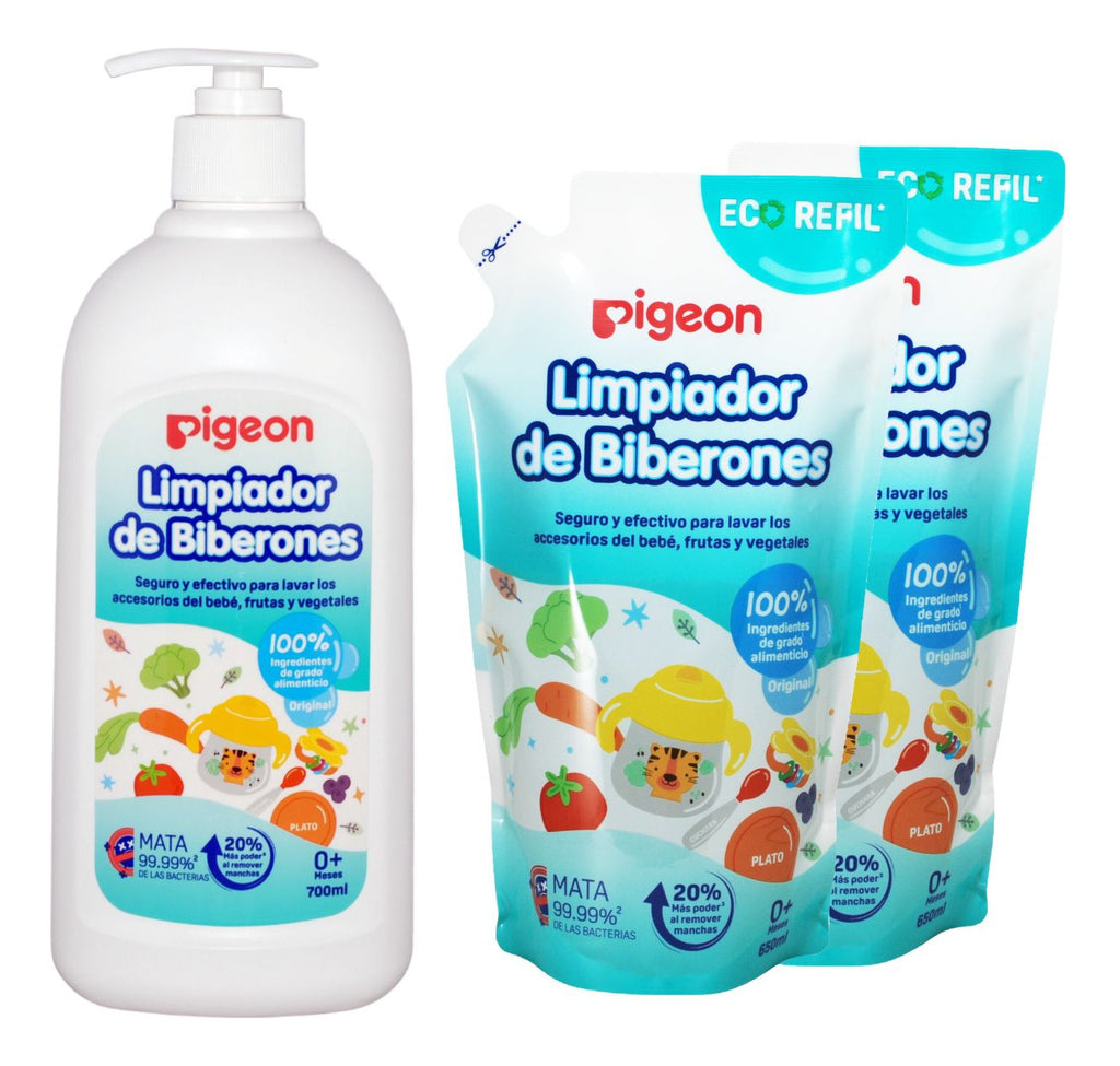 Limpiador Desinfectante para Biberones y Alimentos 700ml + 2 Recargas 650ml
